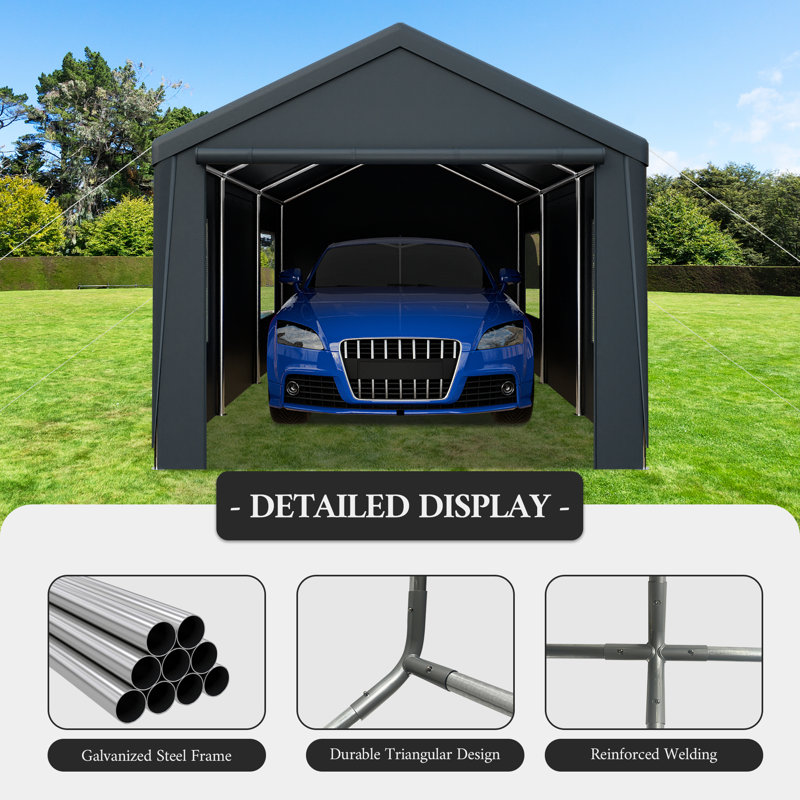 INMITOM 13 X 20 Heavy Duty Carport Portable Garage With Roll up Windows Removable Sidewalls Waterproof Uv Resistant Wayfair Canada